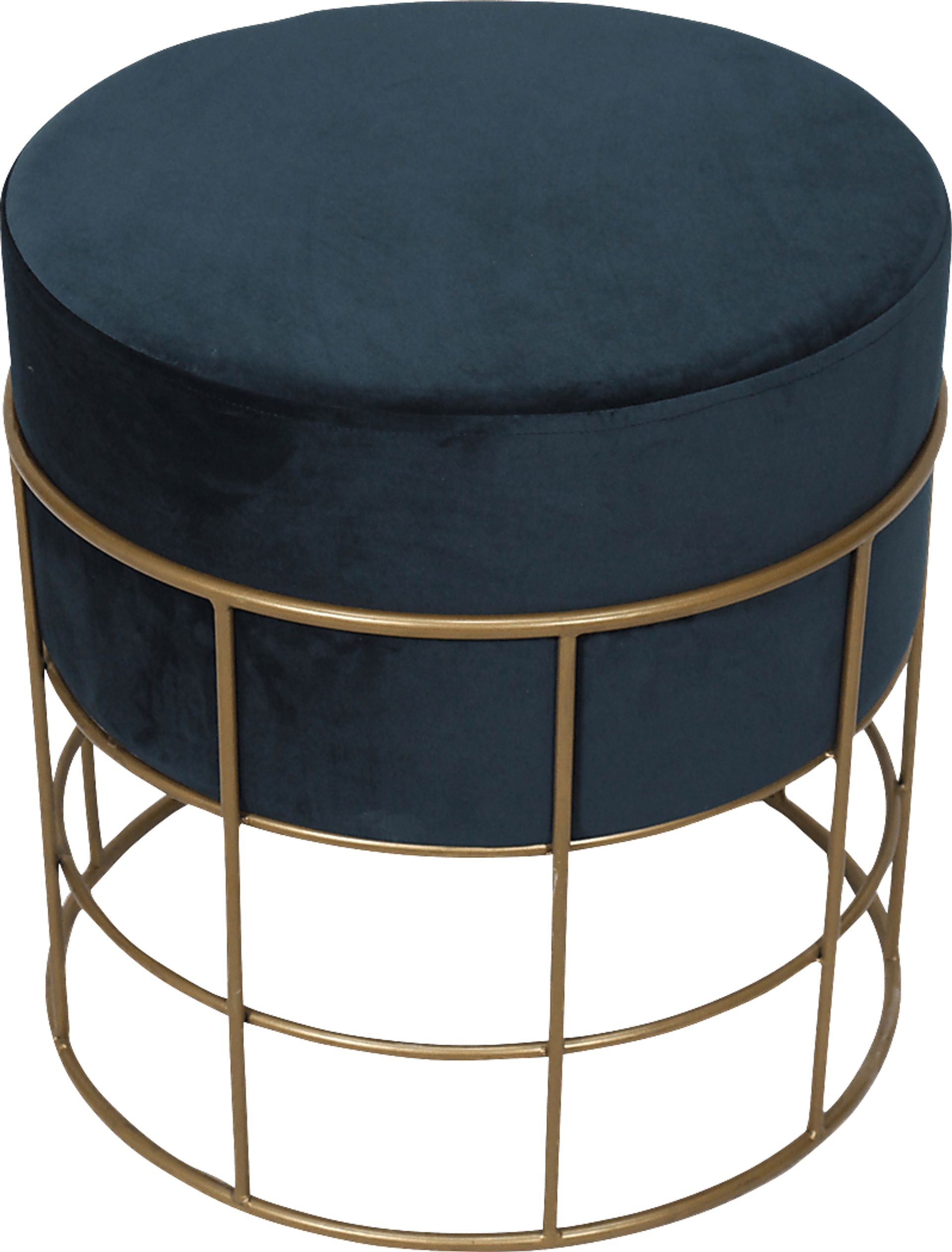 Sidell Dark Blue Ottoman - Image 2
