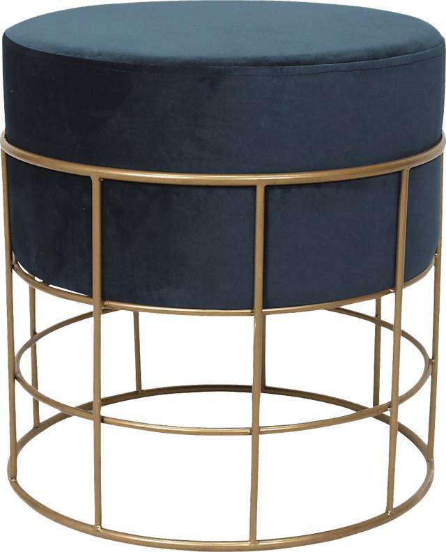 Sidell Dark Blue Ottoman - Thumbnail - Image 1
