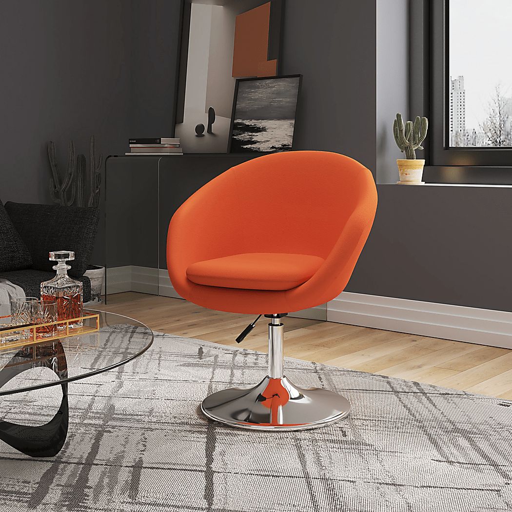Sidener Orange Orange,Red Wool Fabric Swivel Accent Chair | Rooms