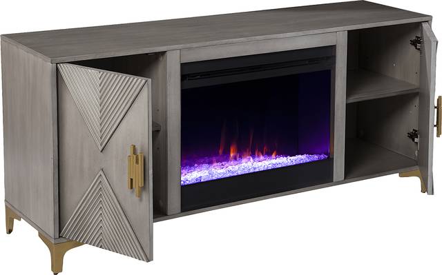 Sidereal I Gray 56 in. Console, With Color Changing Electric Fireplace - Thumbnail - Image 2
