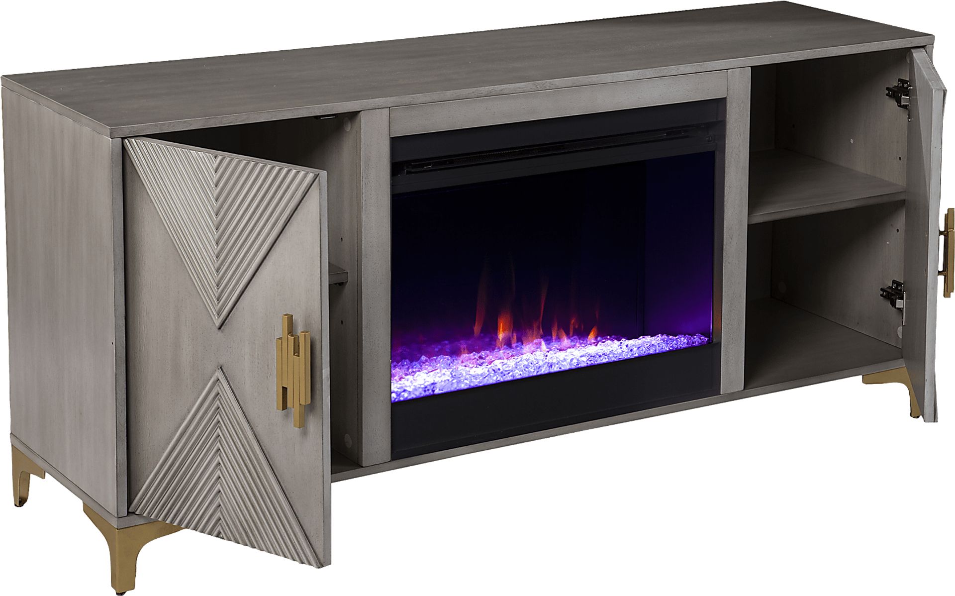 Sidereal I Gray 56 in. Console, With Color Changing Electric Fireplace - Image 2