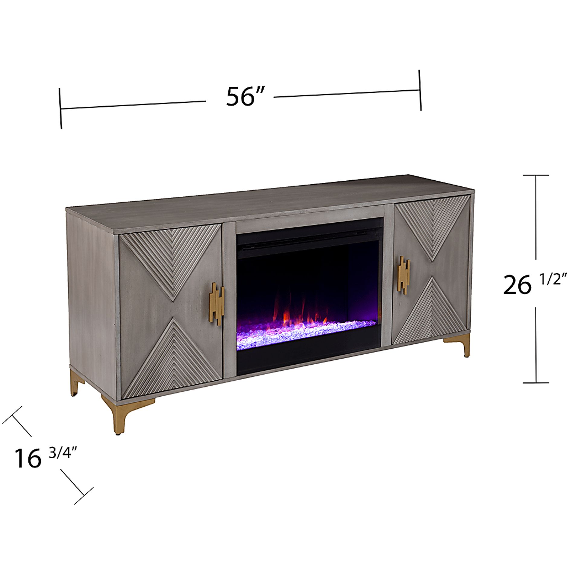 Sidereal I Gray 56 in. Console, With Color Changing Electric Fireplace - Image 5