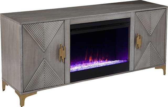 Sidereal I Gray 56 in. Console, With Color Changing Electric Fireplace - Thumbnail - Image 1
