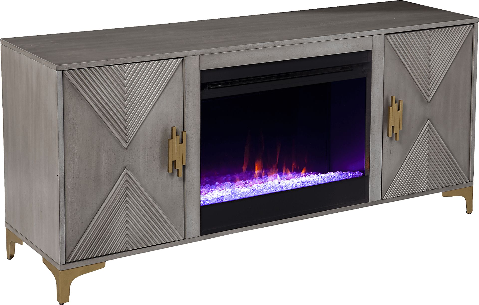Sidereal I Gray 56 in. Console, With Color Changing Electric Fireplace - Image 1