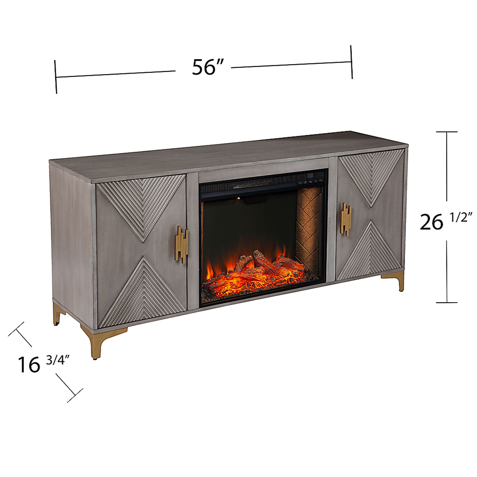 Sidereal III Gray 56 in. Console, With Smart Electric Fireplace - Image 5