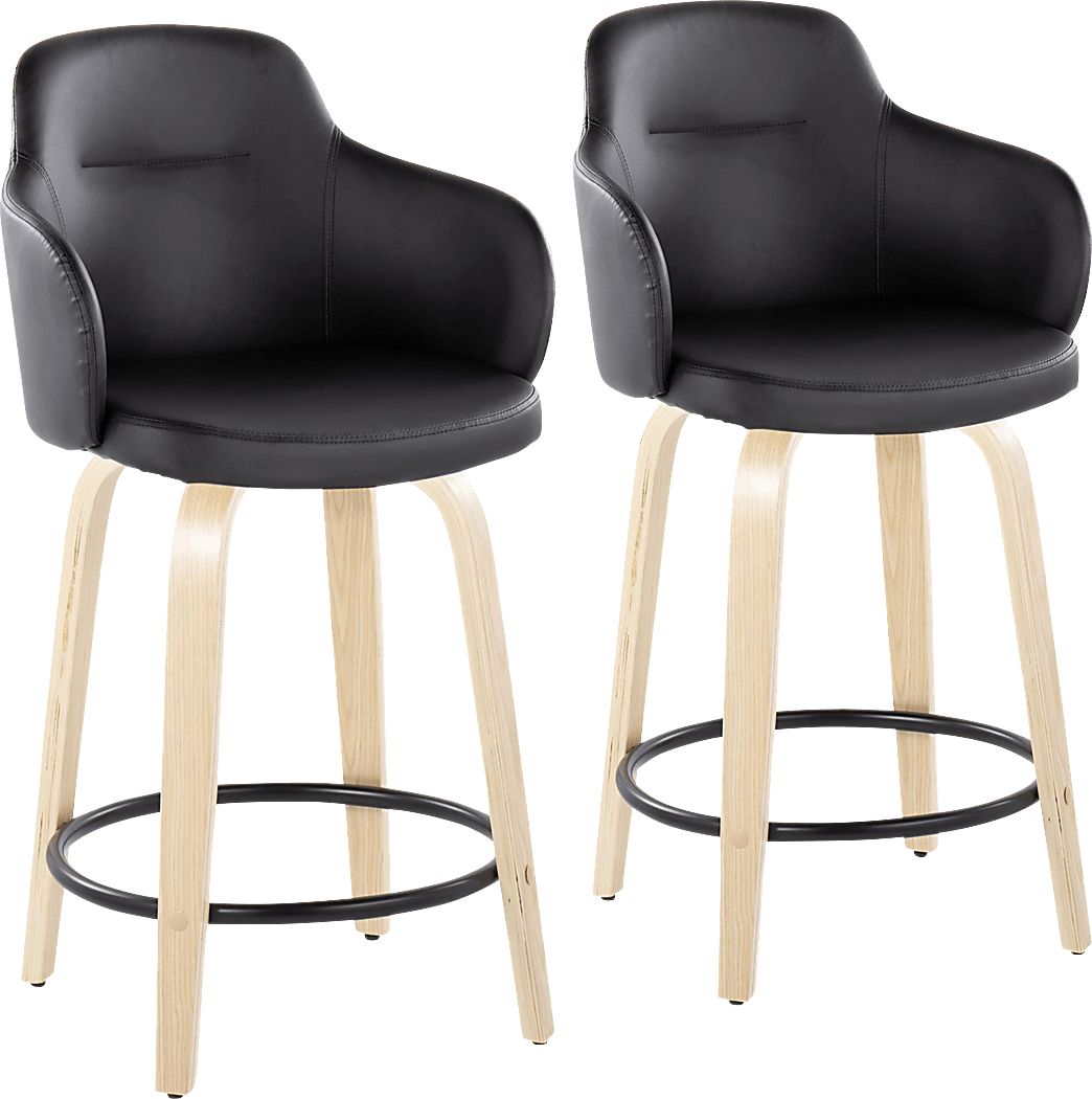 Siebarth II Black Counter Height Stool, Set of 2