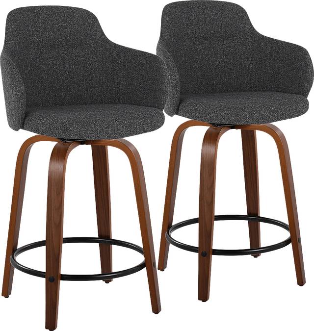 Siebarth III Dark Gray Counter Height Stool, Set of 2 - Thumbnail - Image 1