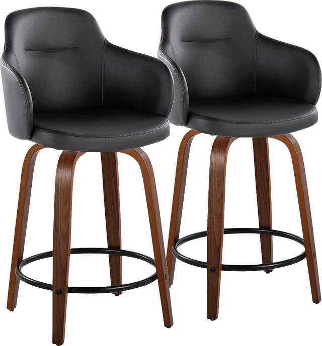 Siebarth IV Black Counter Height Stool, Set of 2 - Thumbnail - Image 1