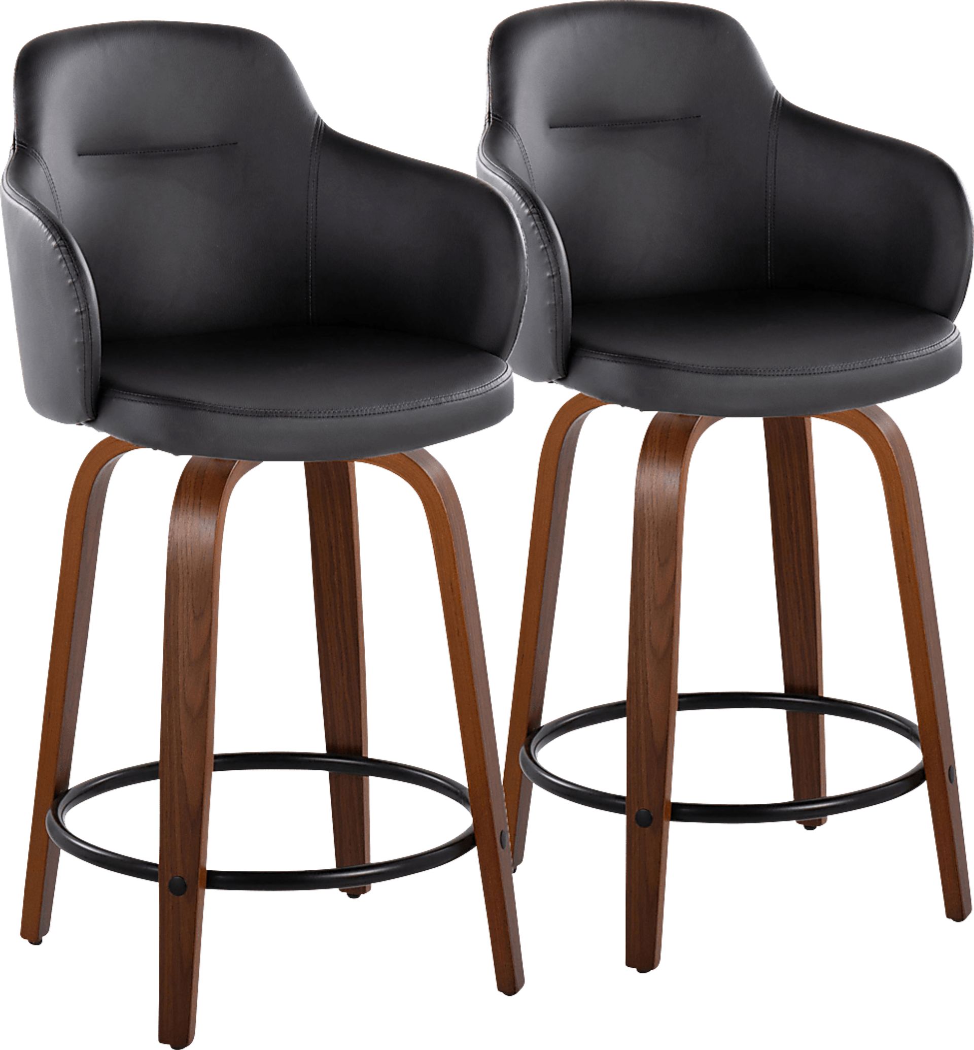 Siebarth IV Black Counter Height Stool, Set of 2 - Image 1