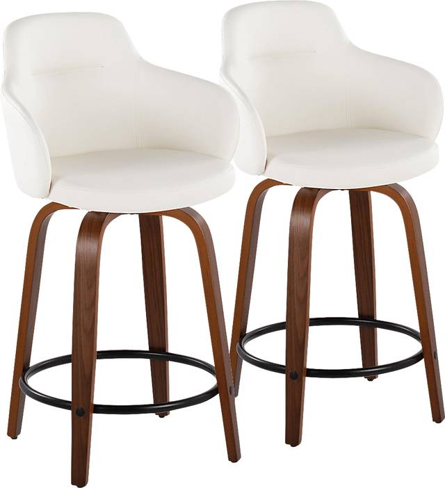 Siebarth IV White Counter Height Stool, Set of 2 - Thumbnail - Image 1