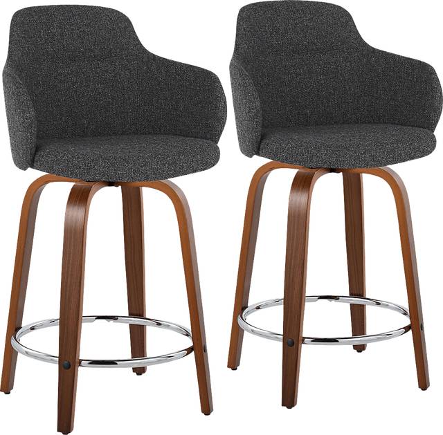 Siebarth VII Dark Gray Counter Height Stool, Set of 2 - Thumbnail - Image 1