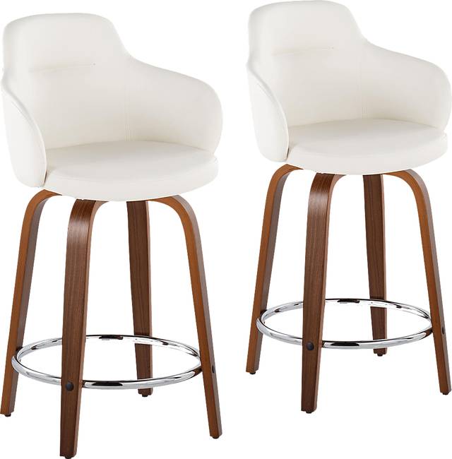 Siebarth VIII White Counter Height Stool, Set of 2 - Thumbnail - Image 1