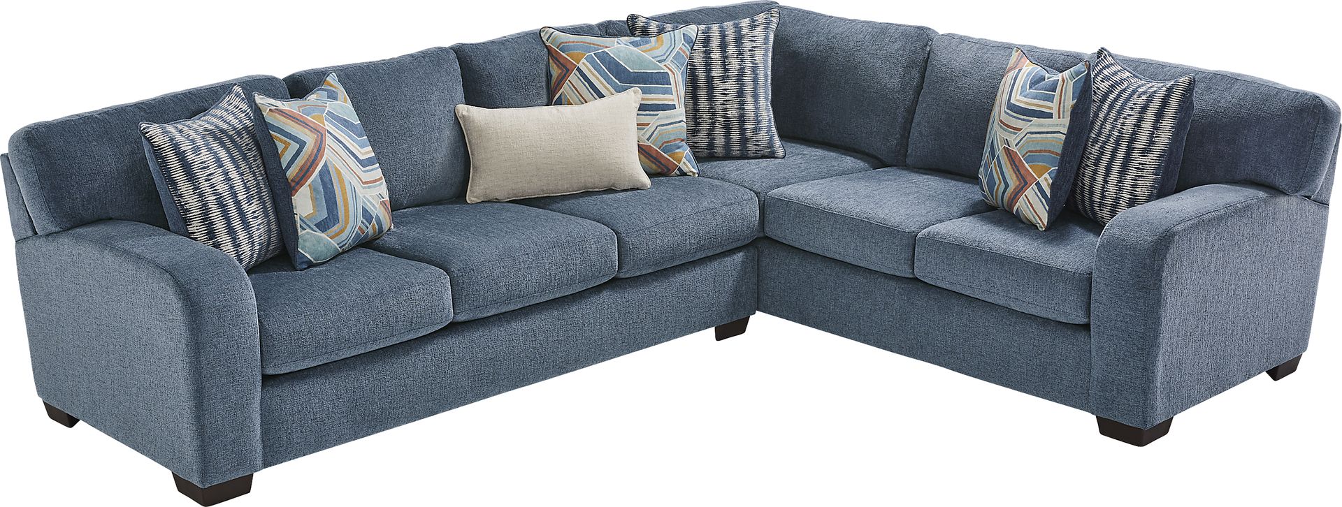 Sienna Way Blue Chenille 5 Pc Sectional Living Room - Image 3
