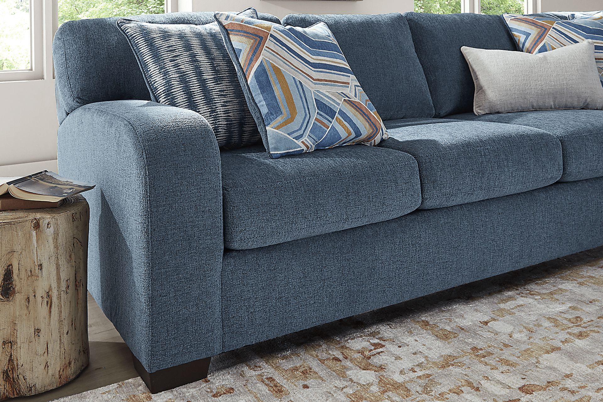 Sienna Way Blue Chenille 5 Pc Sectional Living Room - Image 4