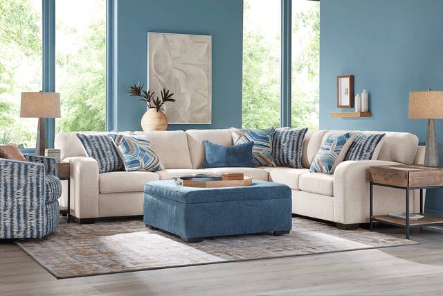 Sienna Way Cream Chenille 5 Pc Sectional Living Room - Thumbnail - Image 1