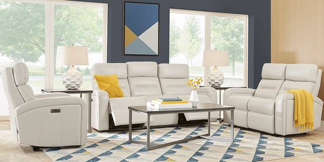 Sierra Madre Beige Leather 5 Pc Living Room with Reclining Sofa - Thumbnail - Image 1