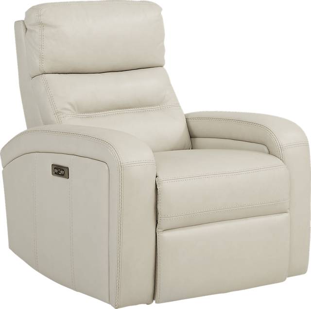 Sierra Madre Beige Leather Dual Power Recliner - Thumbnail - Image 1