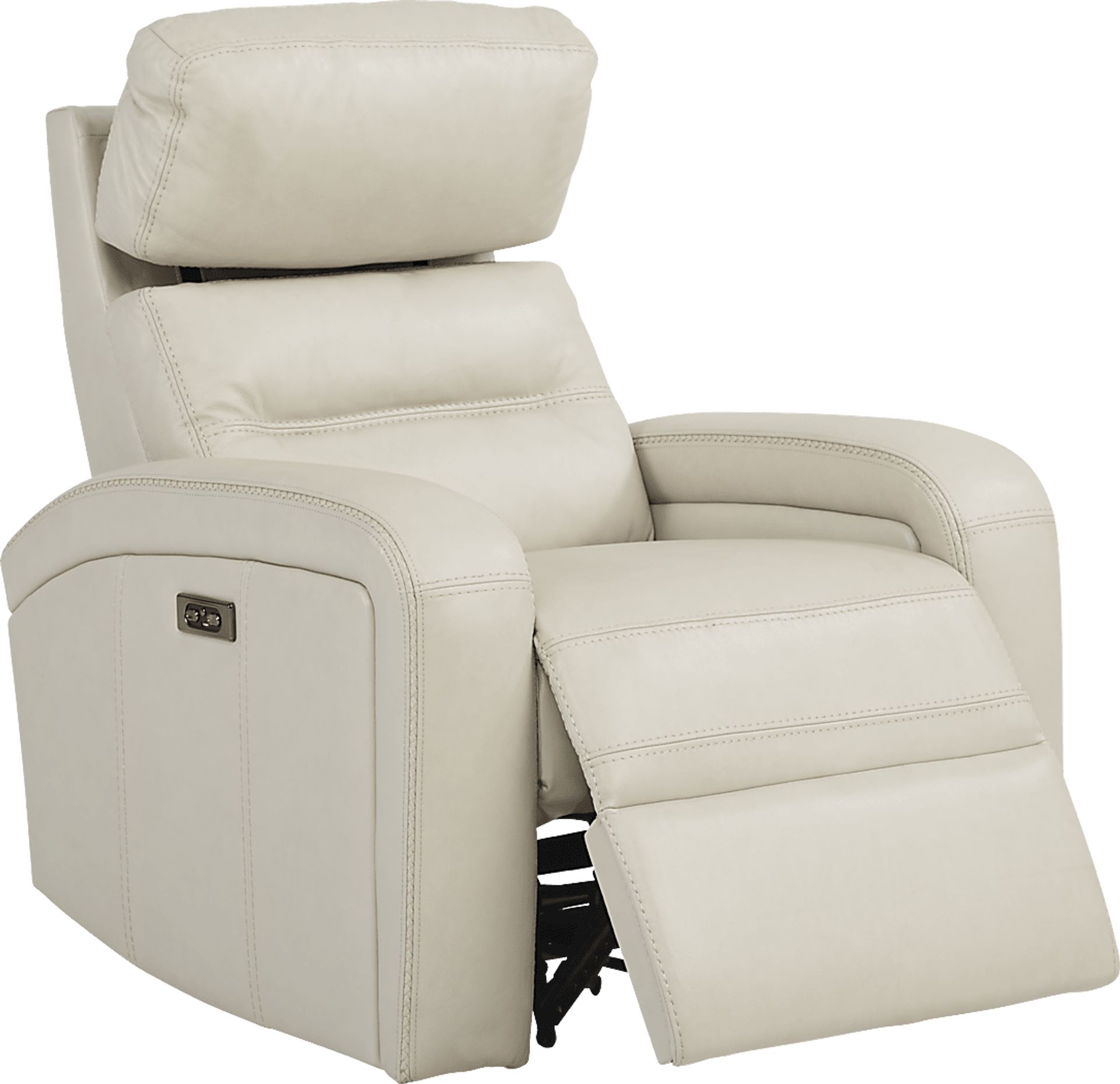 Sierra Madre Beige Leather Dual Power Recliner - Image 2