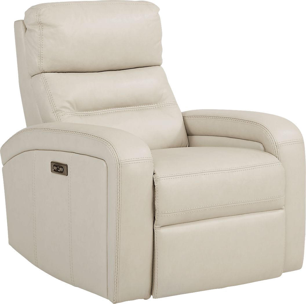 Sierra Madre Beige Leather Dual Power Recliner - Rooms To Go