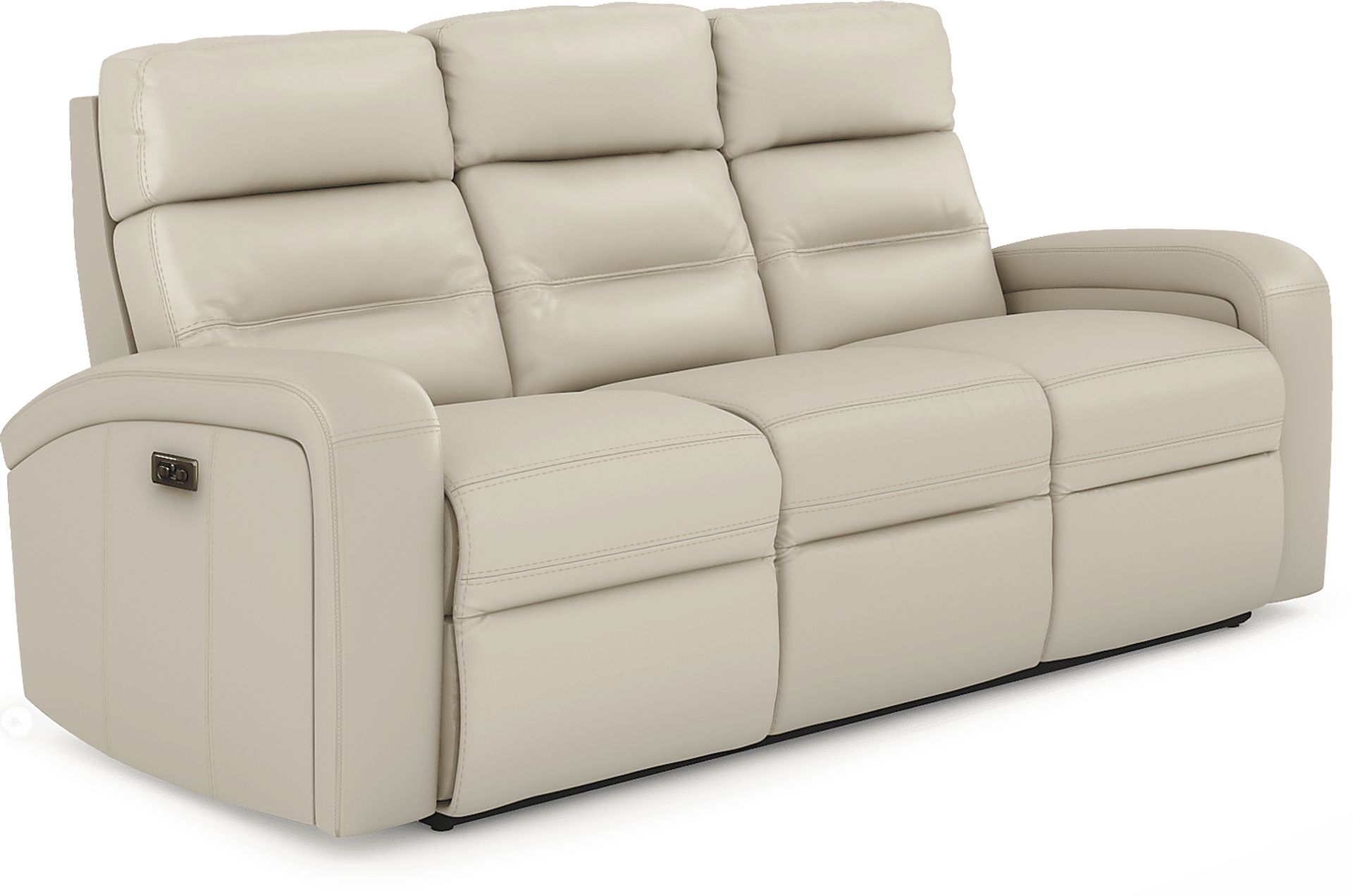 Sierra Madre Beige Leather Dual Power Reclining Sofa - Image 2