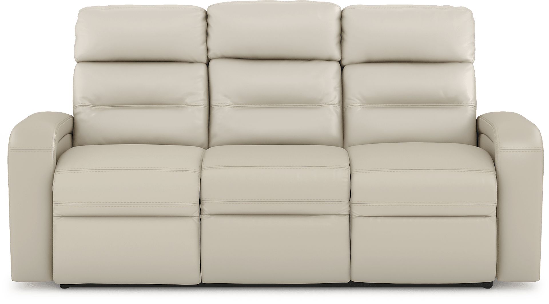 Sierra Madre Beige Leather Dual Power Reclining Sofa - Image 1