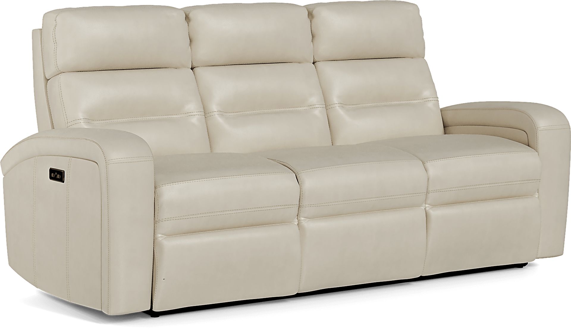 Sierra Madre Beige Leather Dual Power Reclining Sofa - Image 2