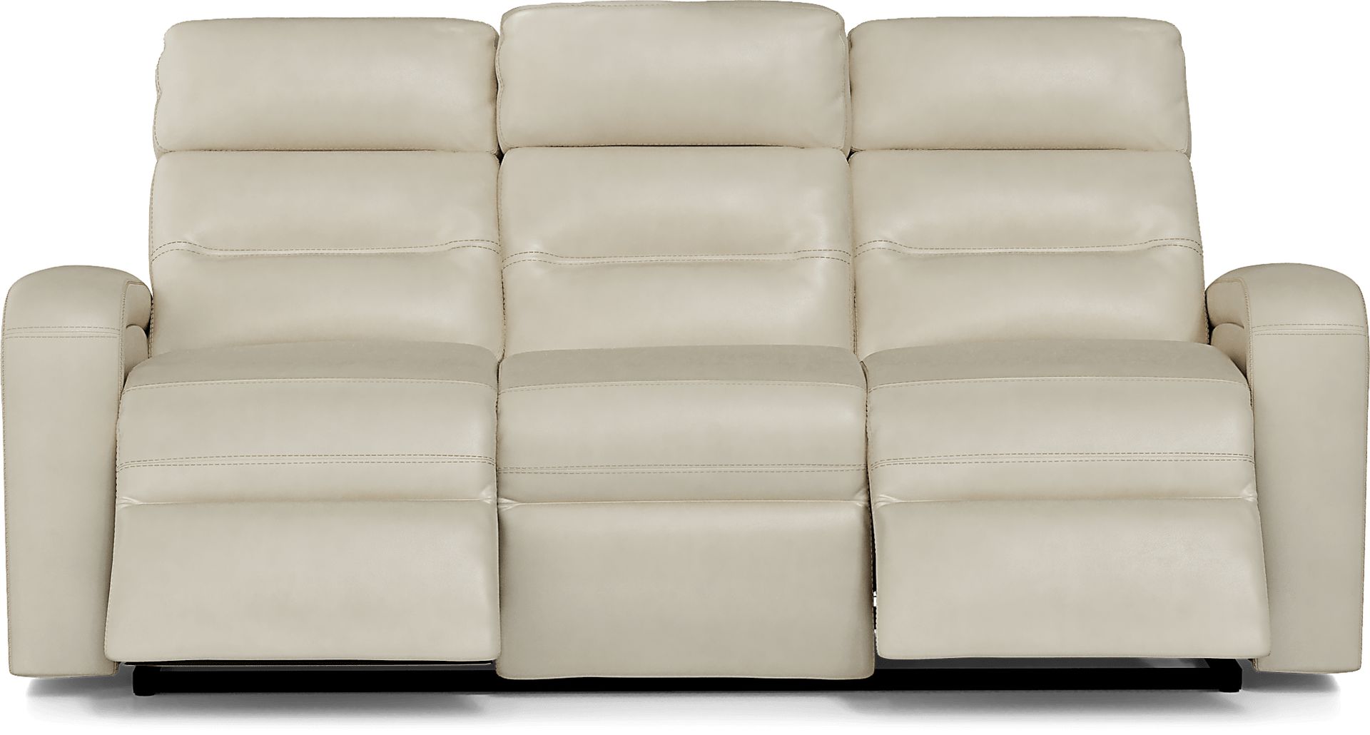Sierra Madre Beige Leather Dual Power Reclining Sofa - Image 4