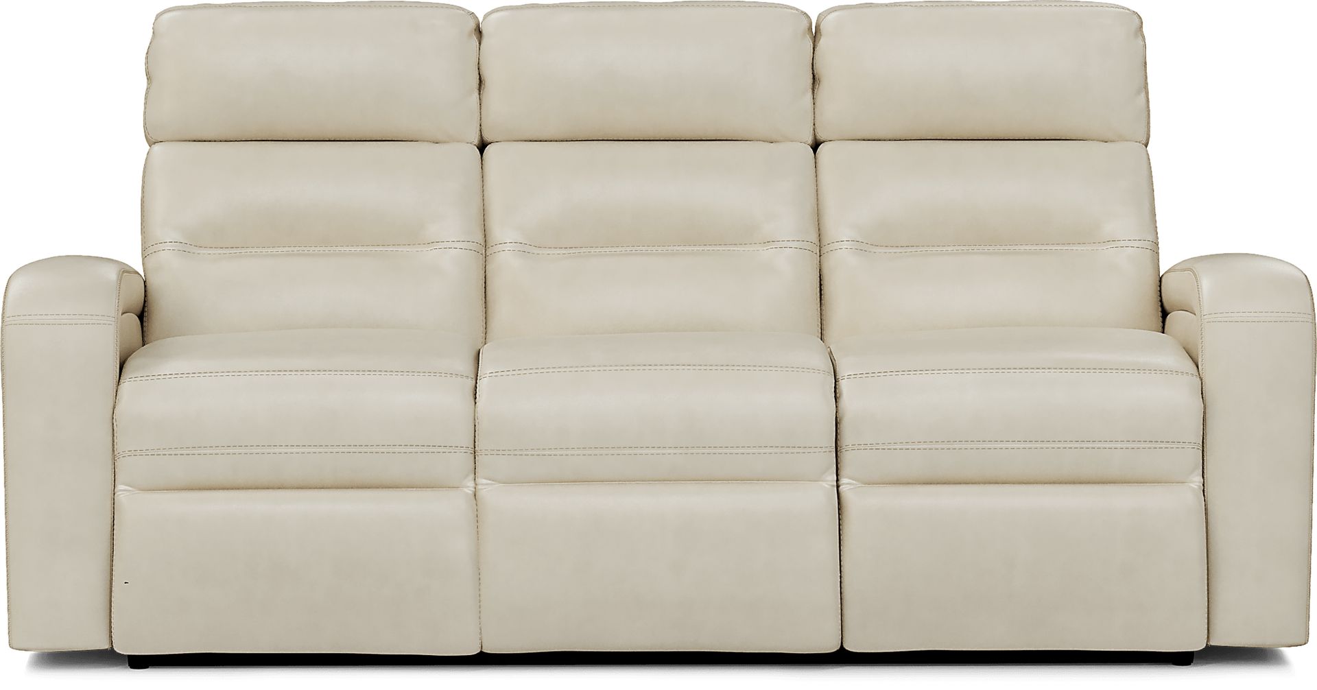 Sierra Madre Beige Leather Dual Power Reclining Sofa - Image 1