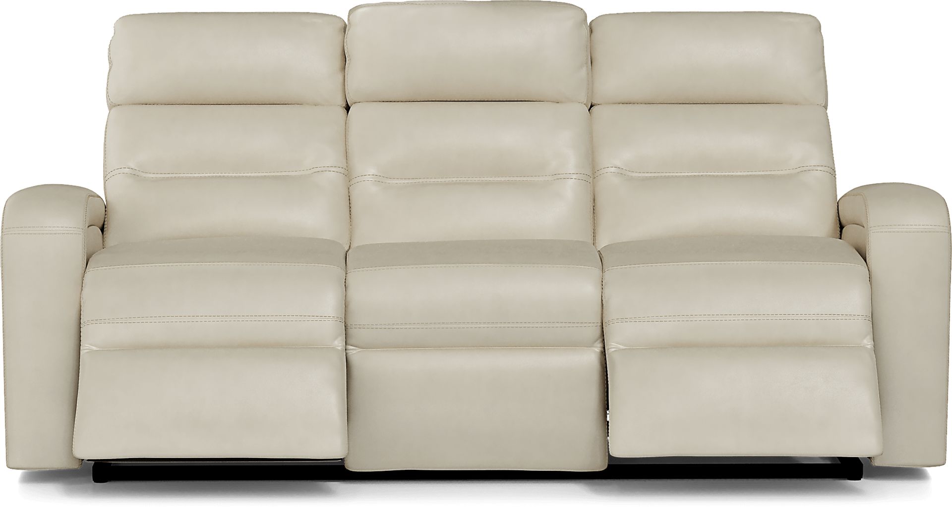 Sierra Madre Beige Leather Reclining Sofa - Image 5