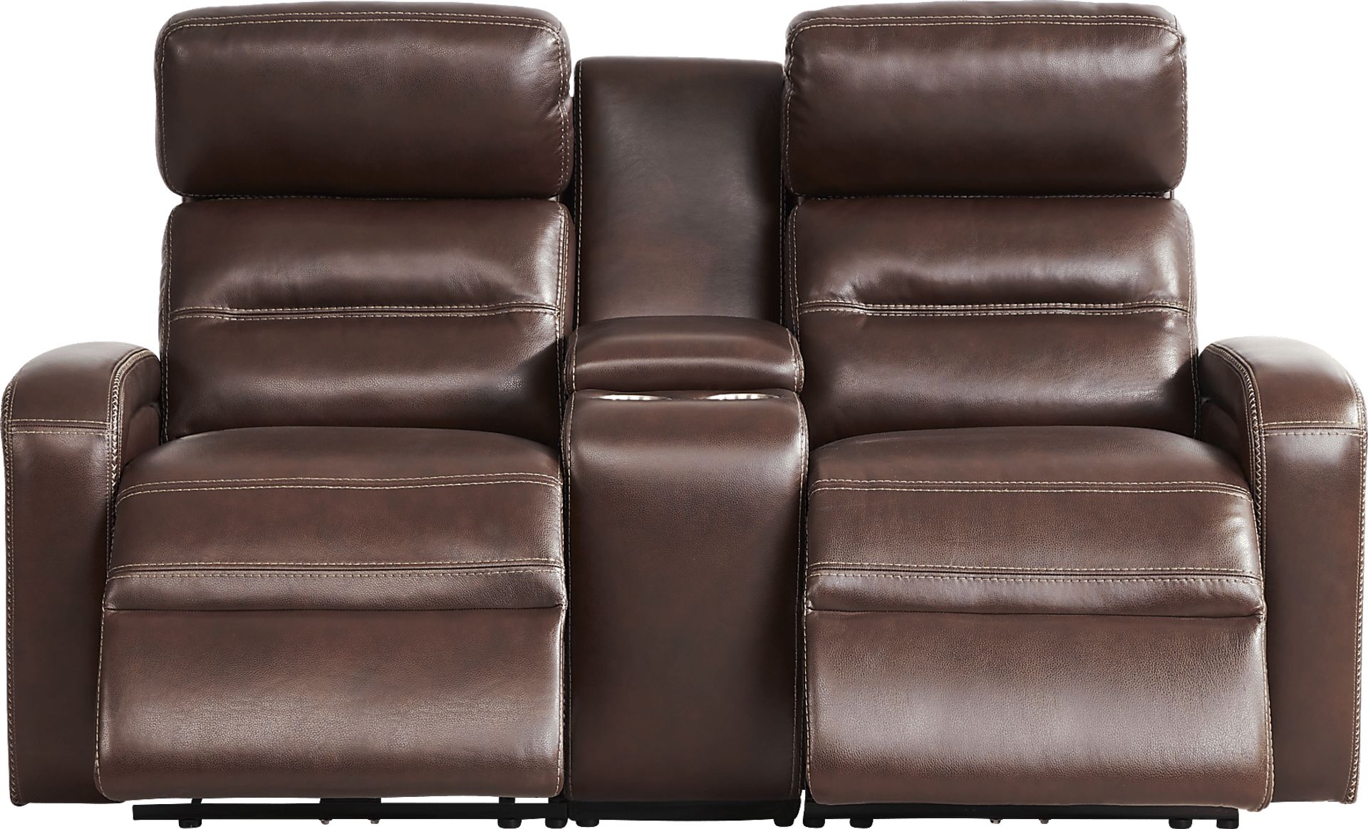 Sierra Madre Brown Leather Dual Power Reclining Console Loveseat - Image 2
