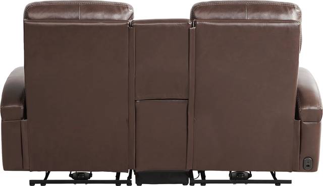 Sierra Madre Brown Leather Dual Power Reclining Console Loveseat - Thumbnail - Image 3