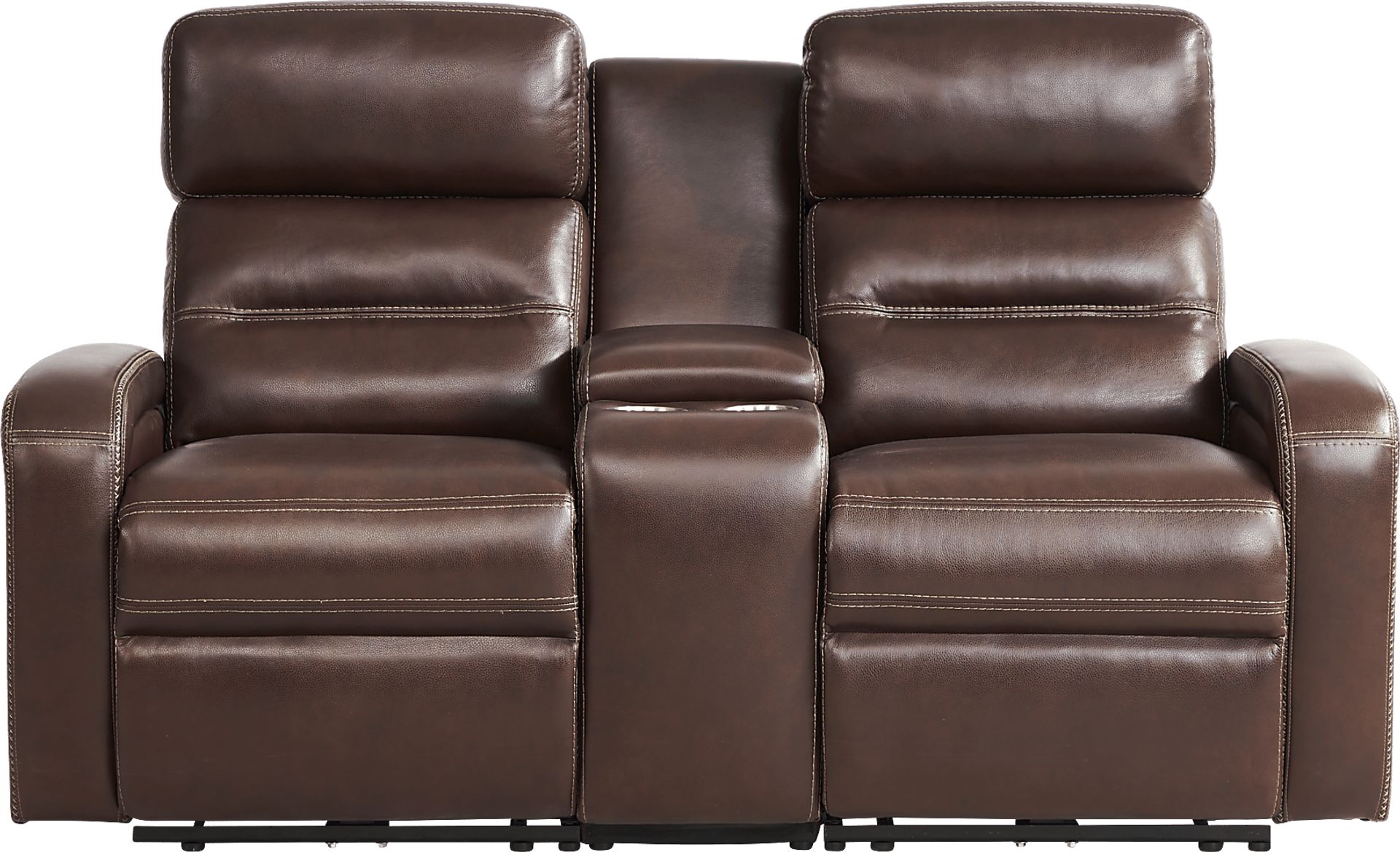 Sierra Madre Brown Leather Dual Power Reclining Console Loveseat - Image 1