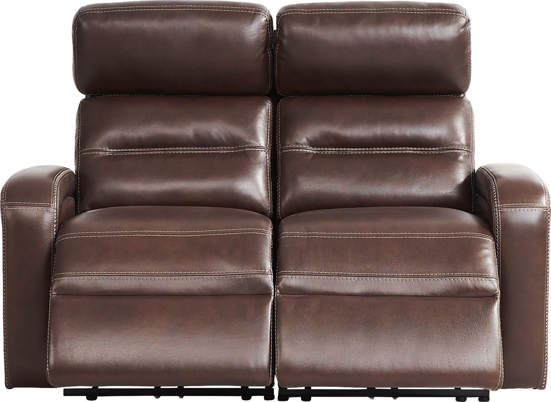 Sierra Madre Brown Leather Dual Power Reclining Loveseat - Image 2