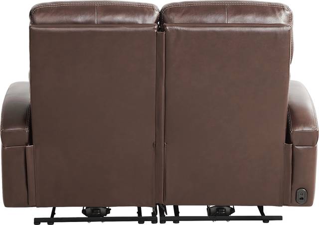 Sierra Madre Brown Leather Dual Power Reclining Loveseat - Thumbnail - Image 3