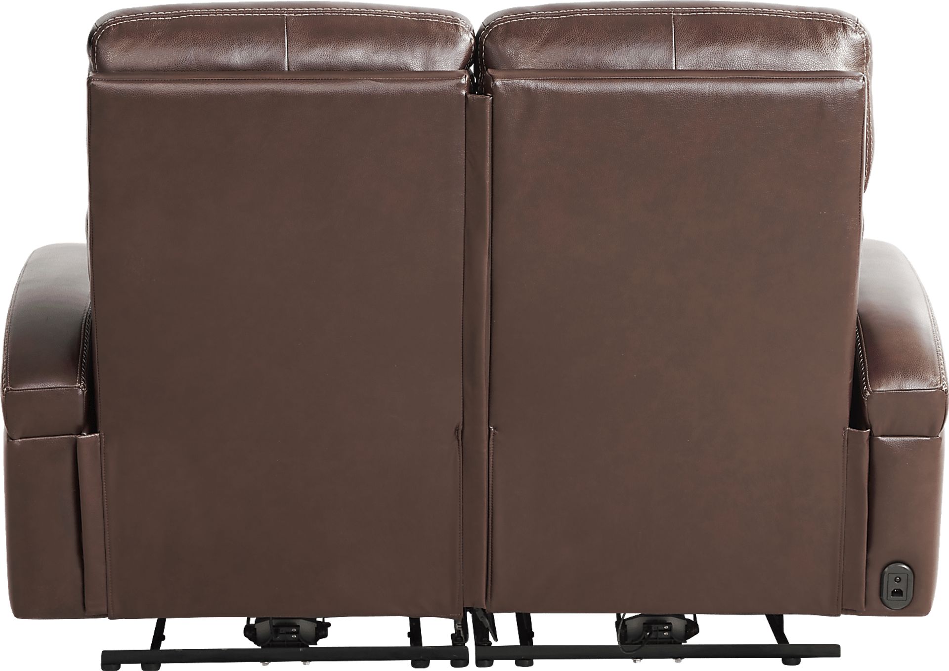 Sierra Madre Brown Leather Dual Power Reclining Loveseat - Image 3