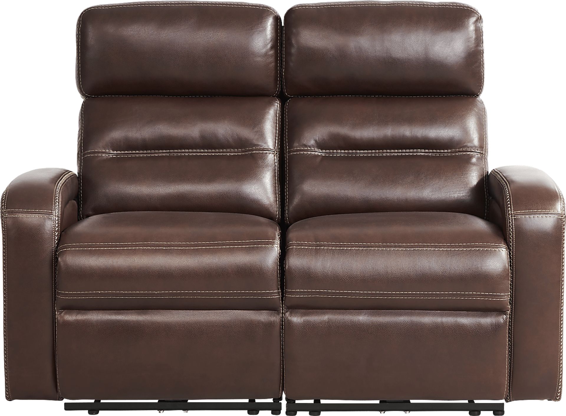 Sierra Madre Brown Leather Dual Power Reclining Loveseat - Image 1