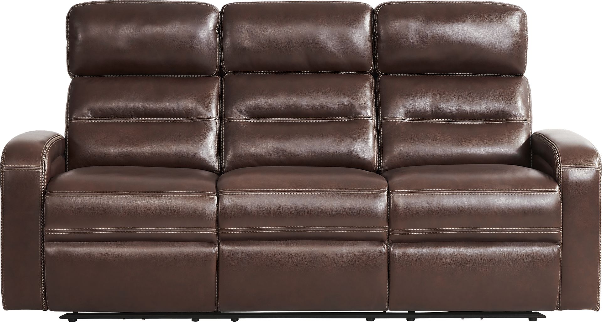 Sierra Madre Brown Leather Dual Power Reclining Sofa - Image 2