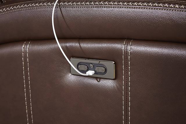 Sierra Madre Brown Leather Dual Power Reclining Sofa - Thumbnail - Image 3