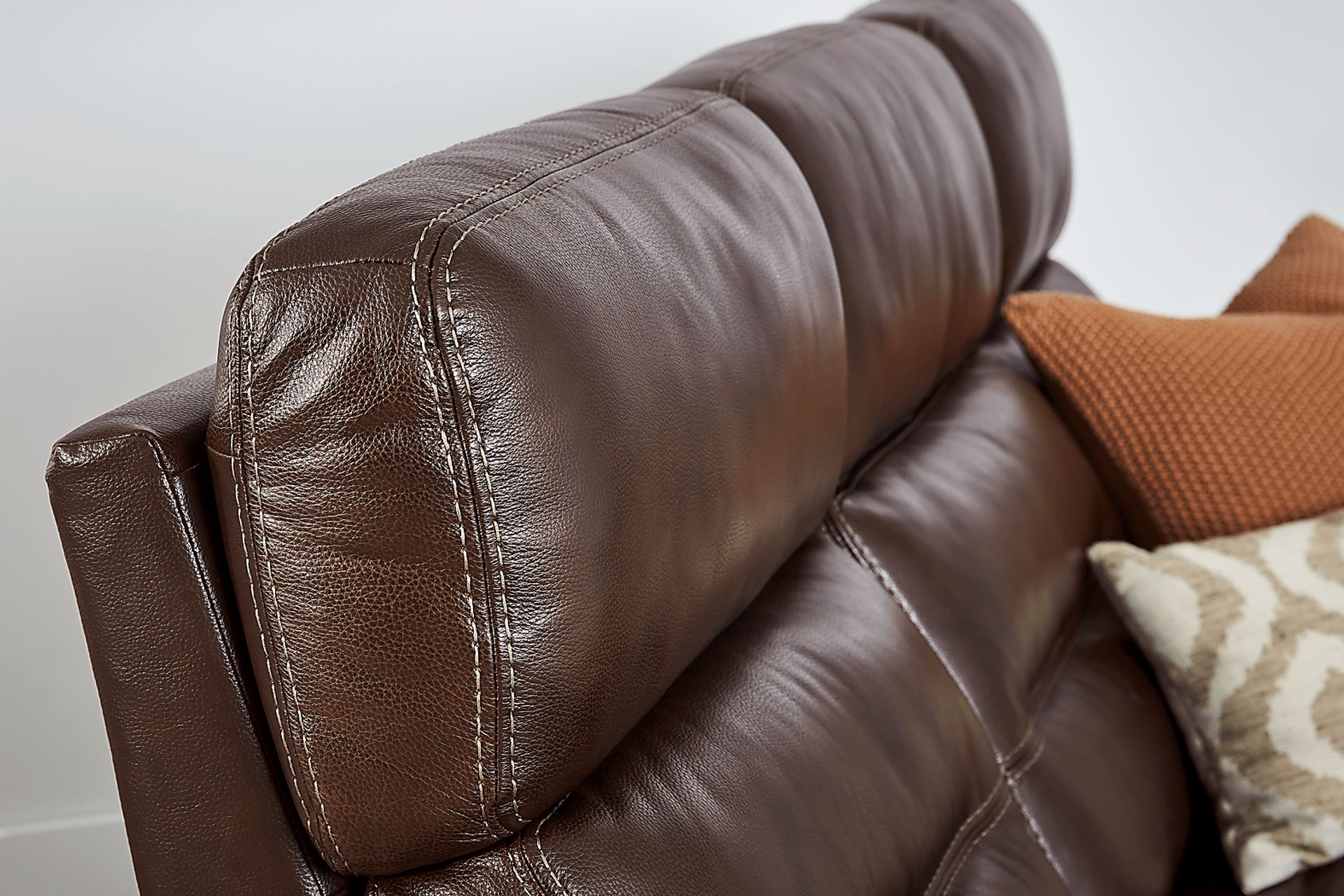Sierra Madre Brown Leather Dual Power Reclining Sofa - Image 6