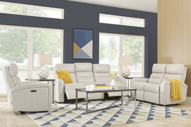 Sierra Madre Gray Leather 3 Pc Living Room with Reclining Sofa - Thumbnail - Image 1