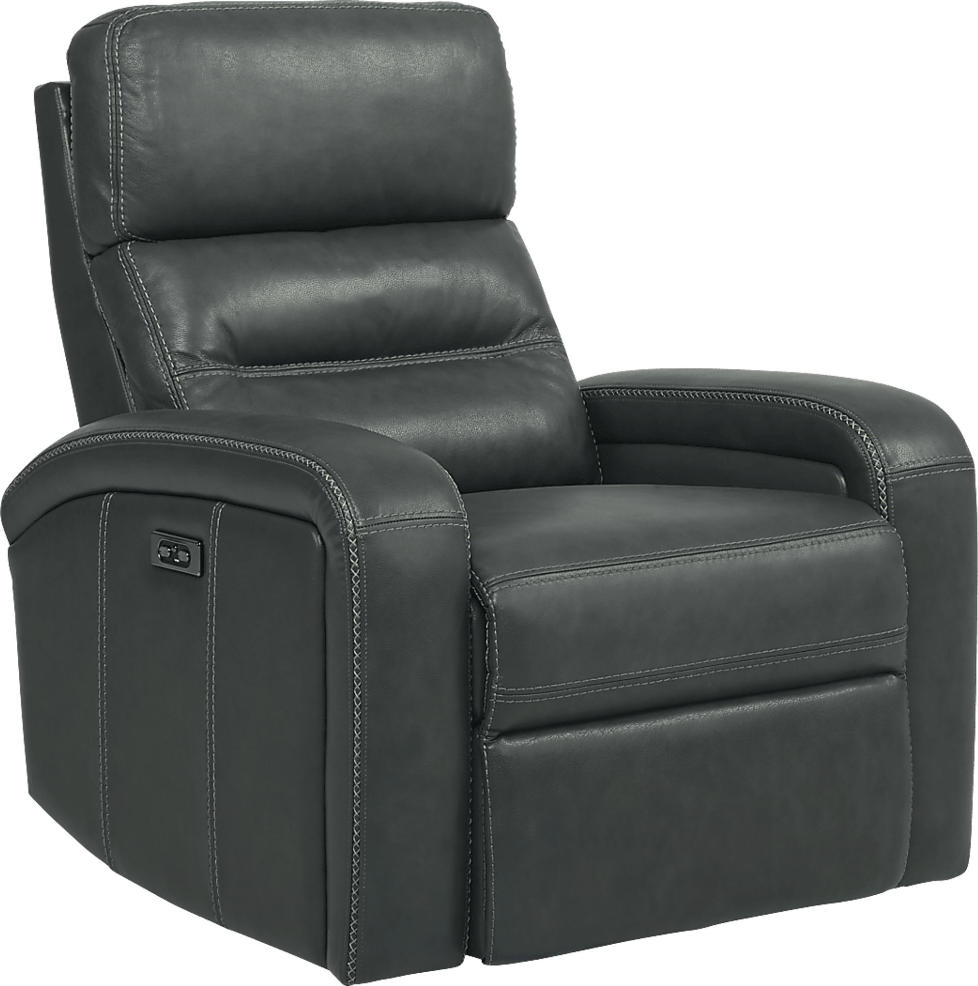 Sierra Madre Gray Leather 6 Pc Living Room with Reclining Sofa - Image 7