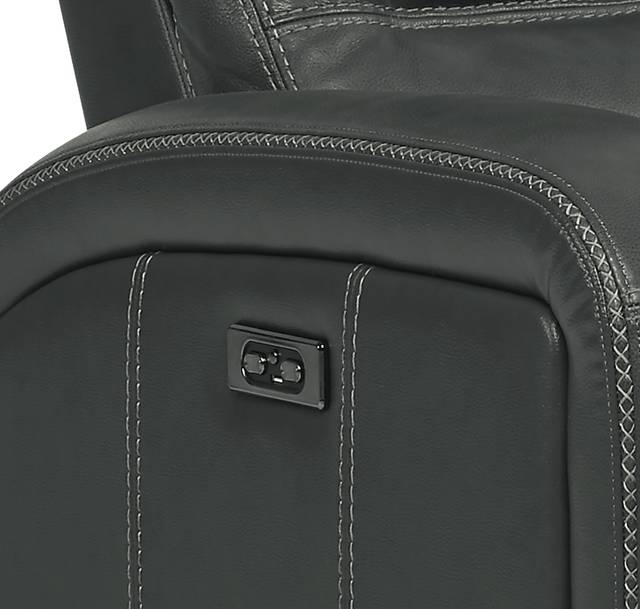 Sierra Madre Gray Leather Dual Power Recliner - Thumbnail - Image 3