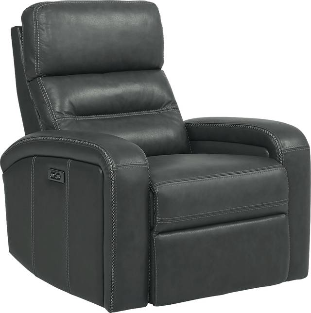 Sierra Madre Gray Leather Dual Power Recliner - Thumbnail - Image 1