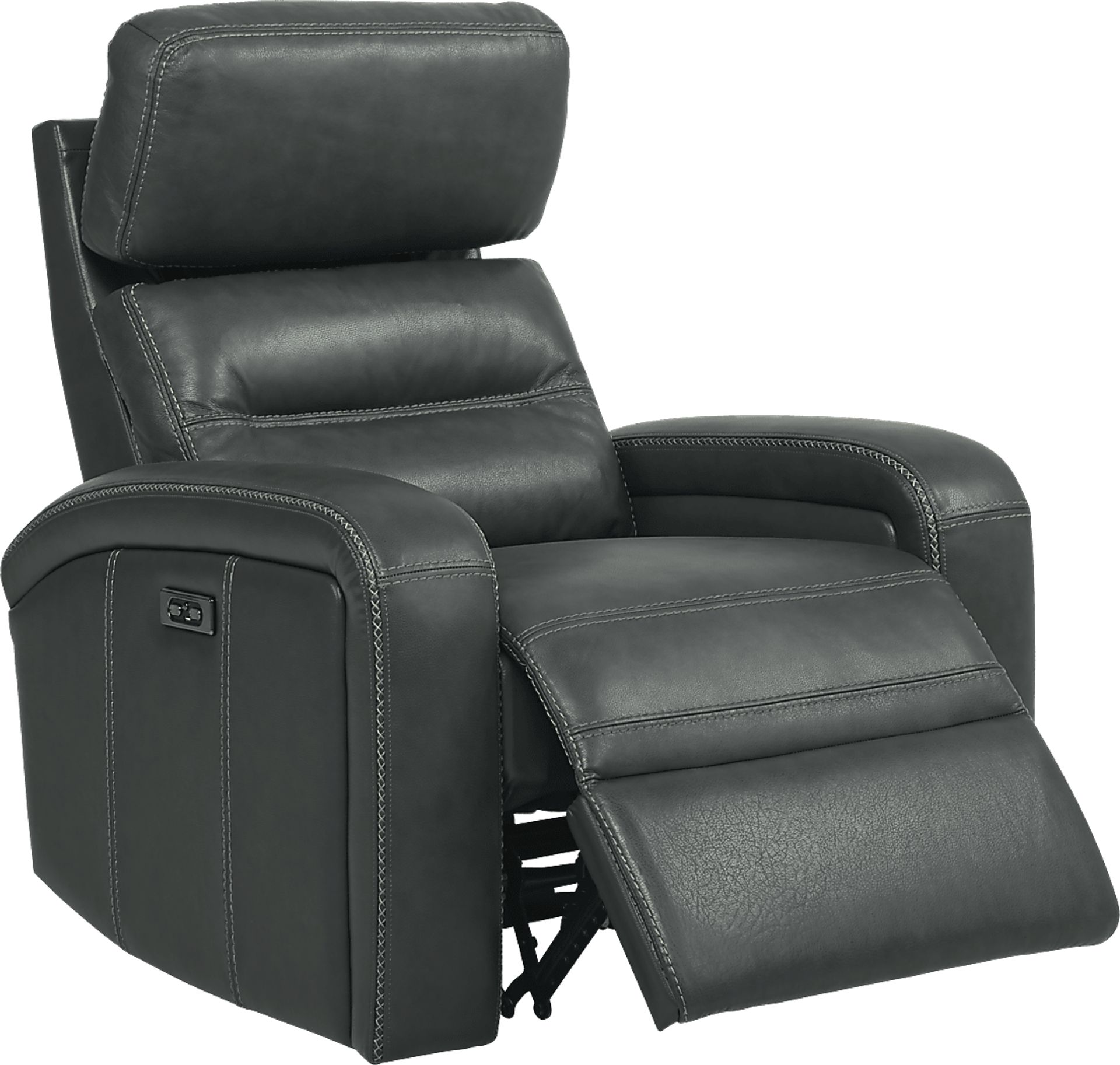 Sierra Madre Gray Leather Dual Power Recliner - Image 2