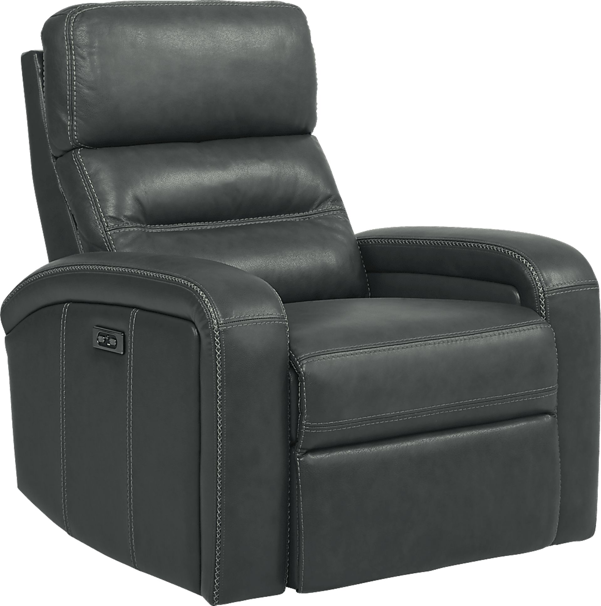 Sierra Madre Gray Leather Dual Power Recliner - Image 1