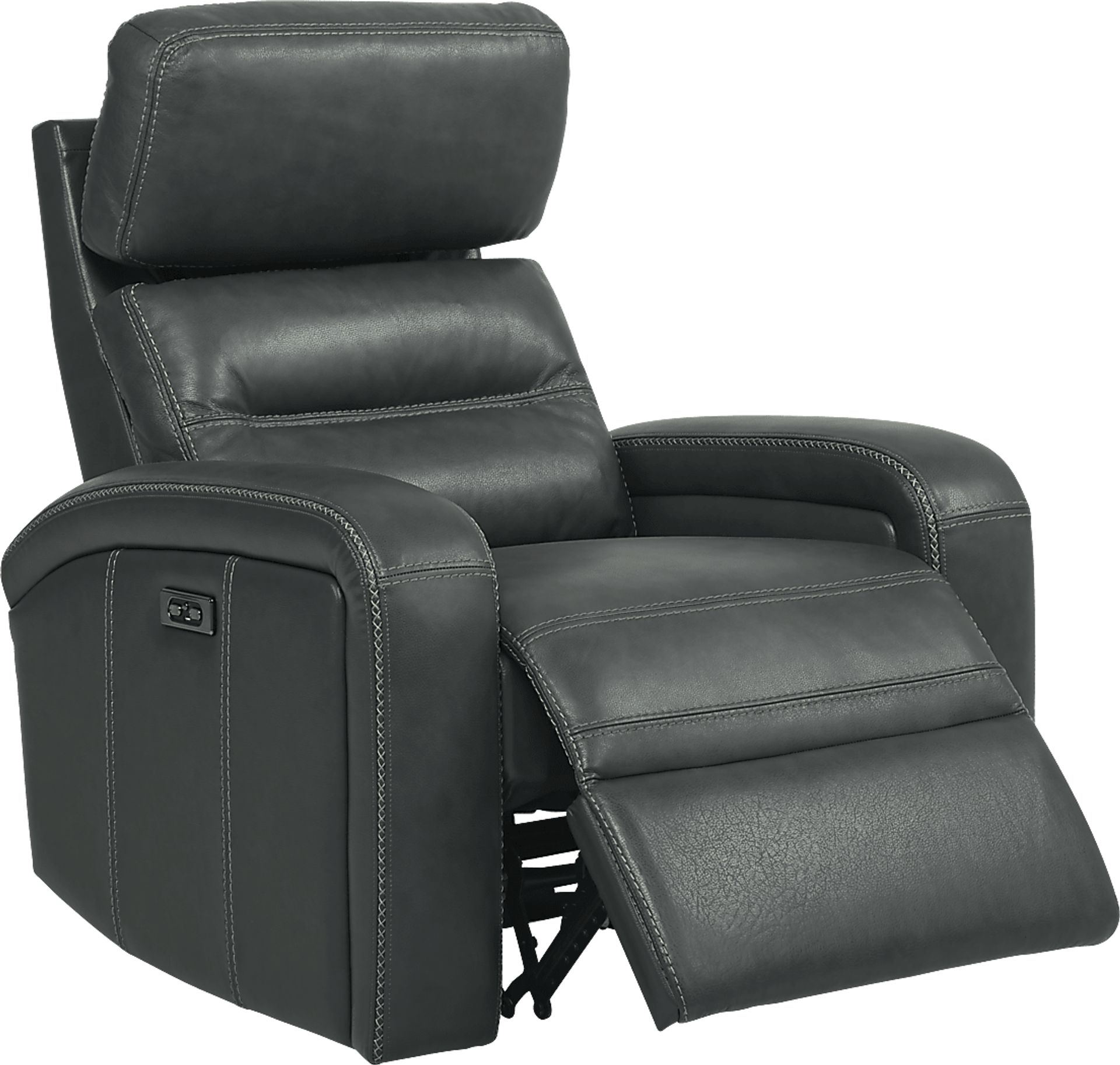 Sierra Madre Gray Leather Dual Power Recliner - Image 3
