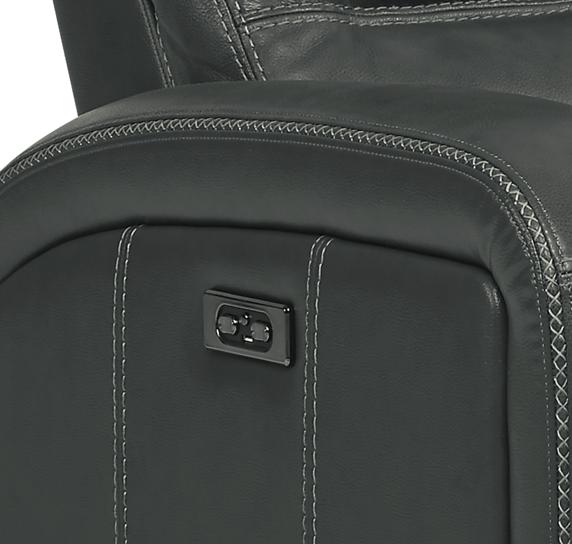 Sierra Madre Gray Leather Dual Power Recliner - Image 4