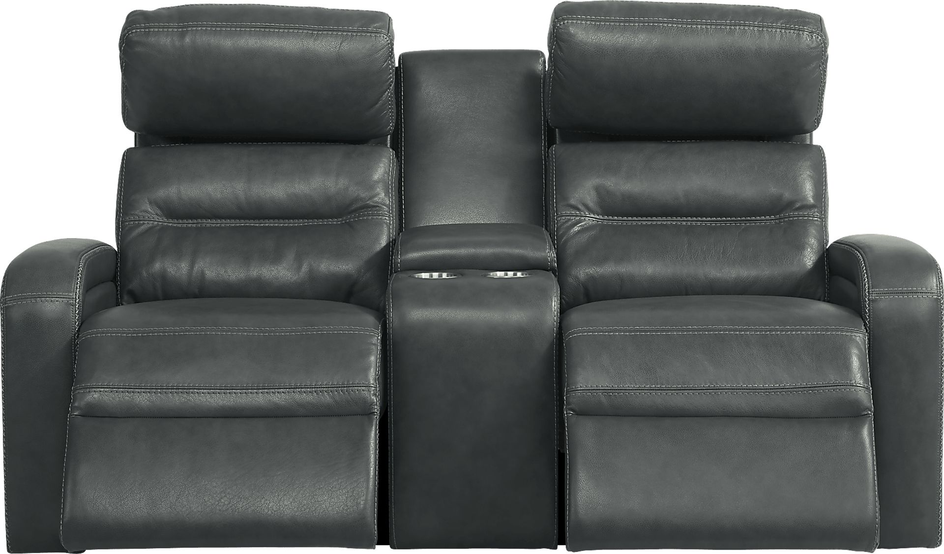 Sierra Madre Gray Leather 5 Pc Dual Power Reclining Living Room with Reclining Sofa - Image 5