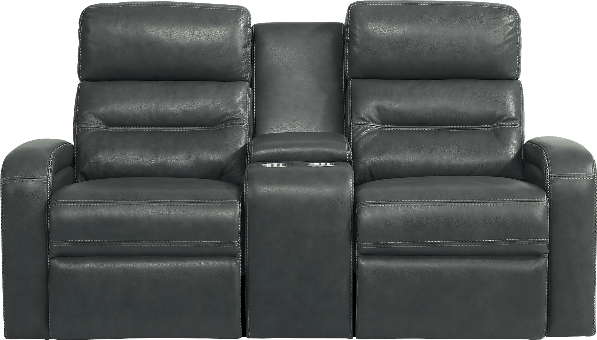 Sierra Madre Gray Leather Dual Power Reclining Console Loveseat - Image 2