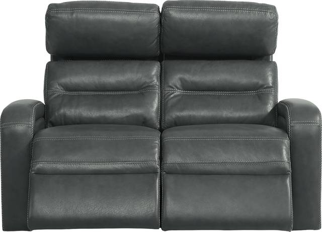 Sierra Madre Gray Leather Dual Power Reclining Loveseat - Thumbnail - Image 2